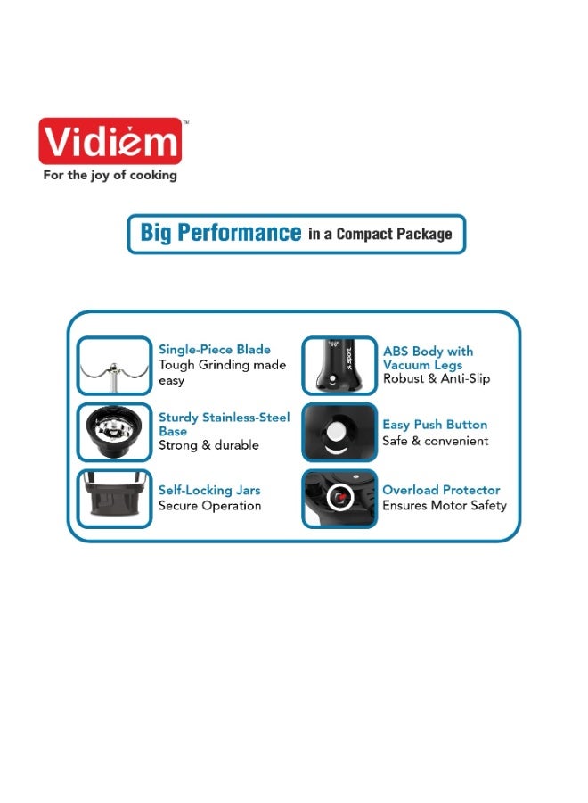 Vidiem Vita 500 W Personal Blender/Mixer/Grinder/Smoothie Maker | 22000 RPM Aria CoolTec Motor | 2 Transparent Jars (500 ml + 250 ml) | 3 Year Motor Warranty | Beyond Blending - Image 4